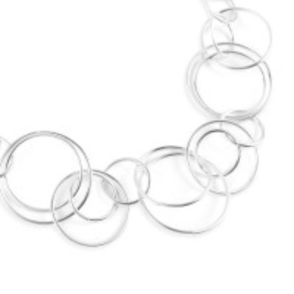 Silver Multiple Linked Hoop Necklace - Picture 2 of 2
